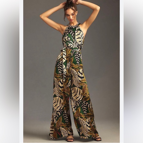 FARM Rio Pants - Farm Rio Printed Halter Jumpsuit